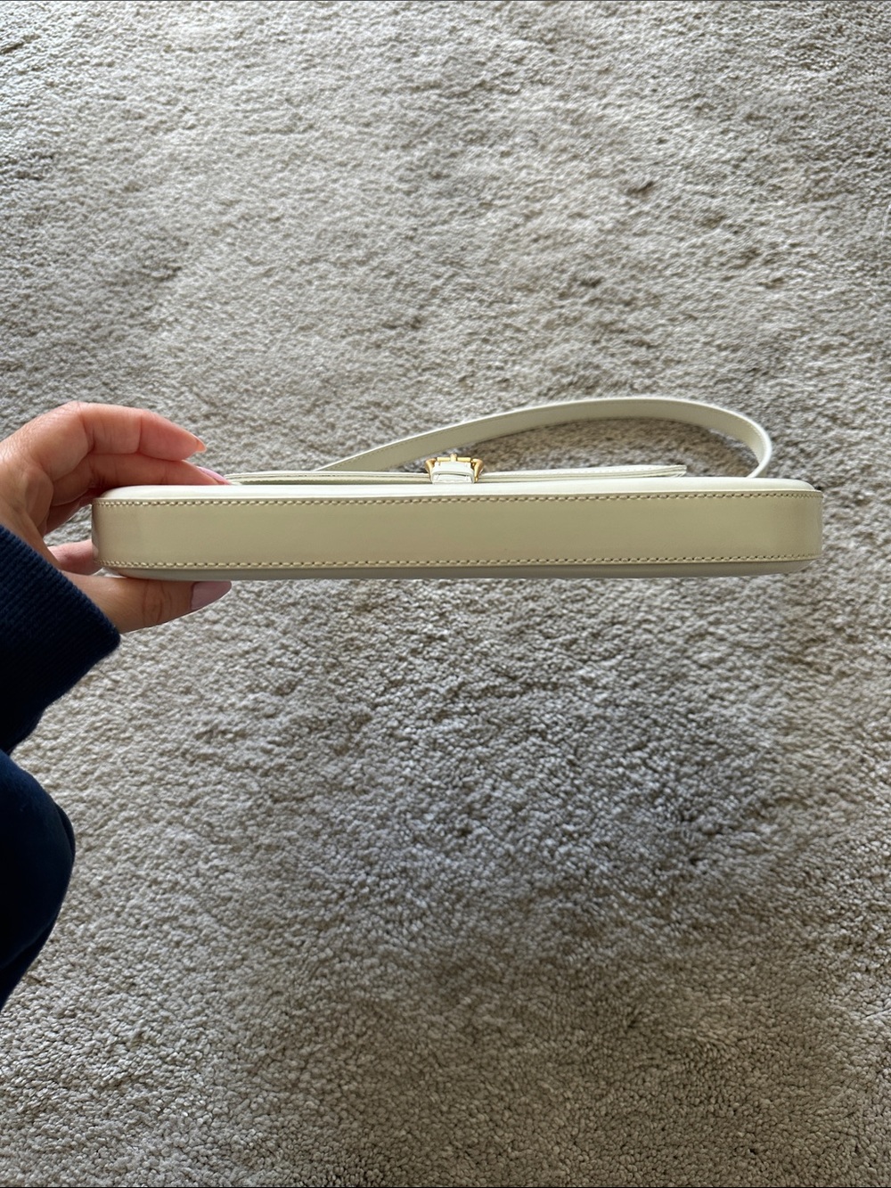 By Far Classic Cream Shoulder Bag with Gold Buckle - Picture 4 of 7